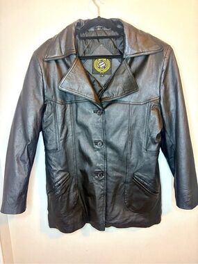Michael Michelle Women’s Black Genuine Leather Longline Jacket Coat XL